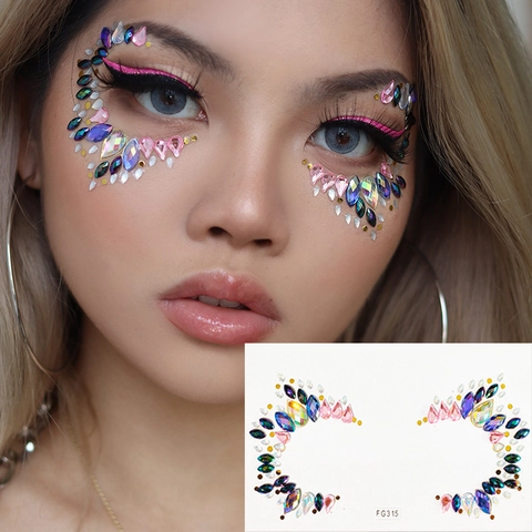 Adesivi Con Strass Per Il Viso Gioielli Per Il Corpo In Resina Acrilica Decorazione Per Trucco Per Feste Rave Festival Tatuaggio Temporaneo Adesivo