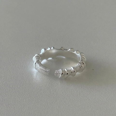 Anello Aperto Regolabile In Argento Sterling 925 Minimalista Texture Irregolare Gioielli Di Moda Geometrici