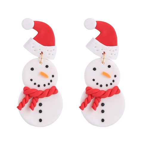 Christmas Earrings Polymer Clay Handmade Snowman Santa Claus Christmas Tree Festive Holiday Jewelry For Women Girls