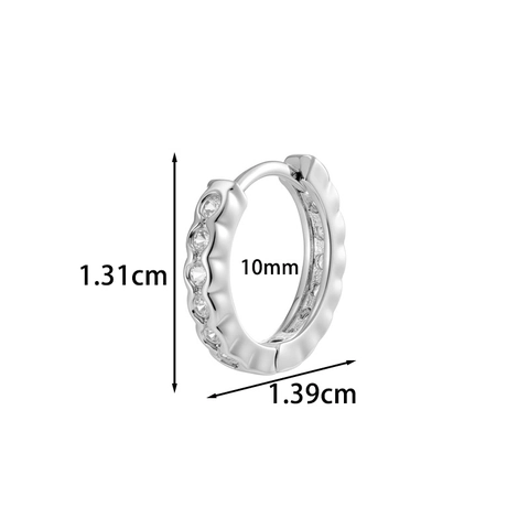 Minimalist Geometric Huggie Hoop Earrings Zircon Inlaid Copper Silver Tone Niche Design Unisex Ear Cartilage Piercing Jewelry