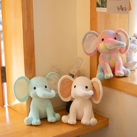 Elephant Plush Toy Cute Soothing Appease Animal Doll Soft Crystal Fabric PP Cotton Filling Nursery Room Decor Baby Kids Gift