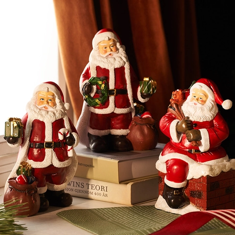 Figurines Du Père Noël En Résine Ornements De Noël Pour Décoration De Table Festive Statues De Bureau Traditionnelles