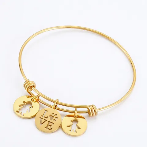 Pulsera Brazalete De Acero Inoxidable Ajustable Con Charms Huecos Niño Niña Love Joyería De Moda Regalo Para Mujer