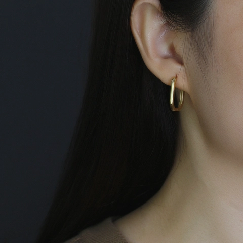 Geometric Rectangular Hoop Earrings 925 Sterling Silver Minimalist Elegant Fashion Daily Accessory For Women Jewelry