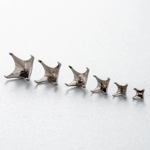 Titanium Alloy Four-Prong Zircon Claw Setting Threaded Screw Head Component For Piercing Jewelry Making Findings F136
