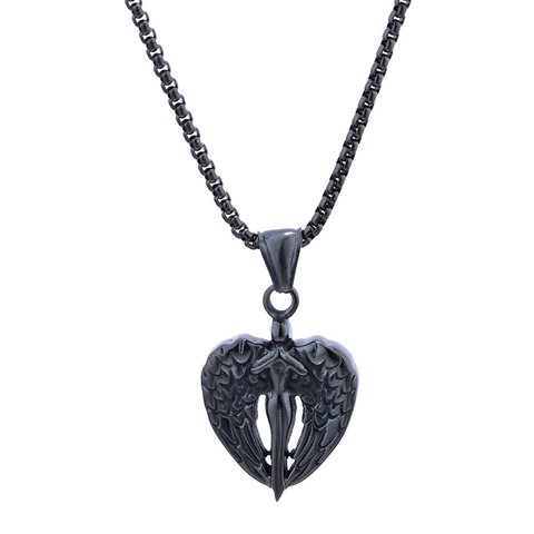Engel Vleugel Hart Hanger Ketting Roestvrij Staal Gothic Punk Street Style Sieraden Voor Heren En Dames Religieuze Amulet