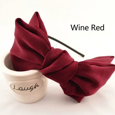 Oversized Double Layer Bow Hairband And Hair Clip Satin Fabric Solid Color Elegant Fashion Headpiece For Women