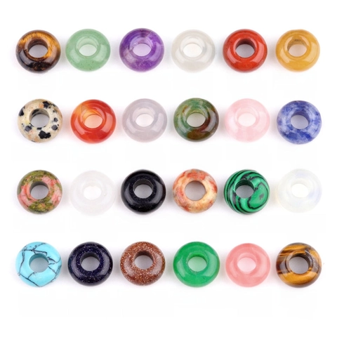 Natuursteen Edelsteen Grote Gat Donut Kralen Rondelle Abacus Spacer Kralen Voor DIY Sieraden Maken Armband Ketting Multi Color Agaat Kristal
