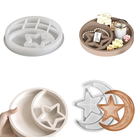 Stampo In Silicone A Forma Di Stella E Luna Per Vassoio Di Conservazione In Resina DIY Piastra Per Gioielli Flessibile