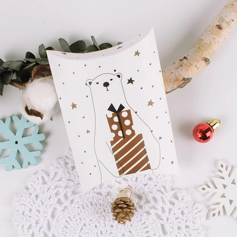 Scatole Regalo Di Natale In Cartone Forma Cuscino Design Renna Orso Polare Albero Per Caramelle Feste Minimalista