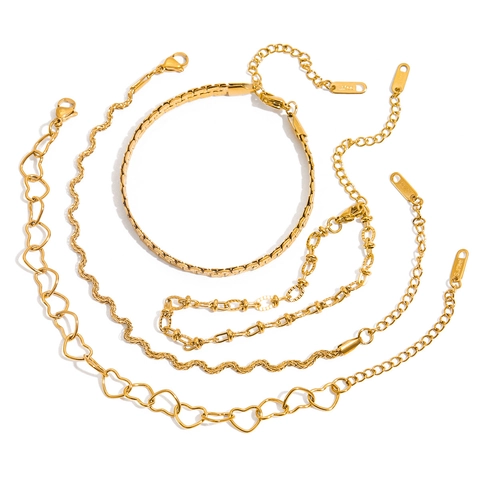 18K Vergoldete Edelstahl Kette Armbänder Kollektion Für Frauen Wasserdicht Hypoallergen Vintage Modeschmuck