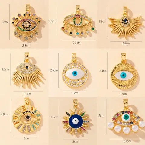 Evil Eye Anhänger Kupfer Vergoldet Multi Zirkonia Emaille Böhmisch Horus Auge Schmuck Anhänger Für Damen