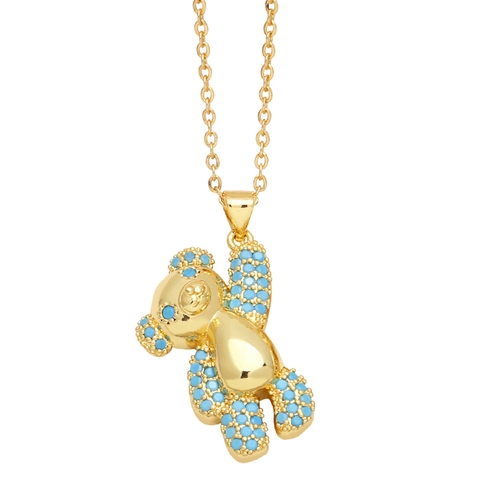 Süße Teddybär Anhänger Halskette Gold Vergoldetes Kupfer Mit Bunten Zirkonia Trendy Mode Tier Schmuck Für Frauen