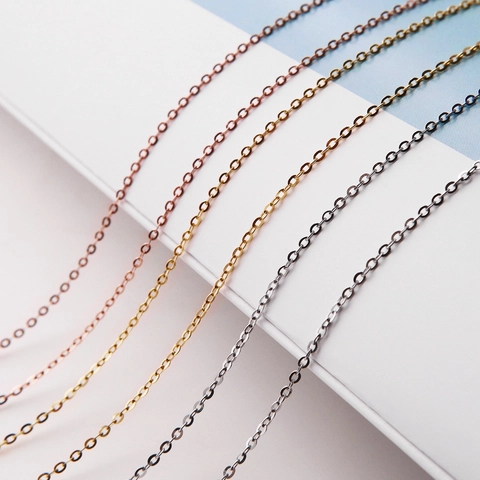 S925 Sterling Silver Necklace Chain Clavicle O-Chain Bead Chain Cross Link Minimalist For Women Elegant Plated Jewelry