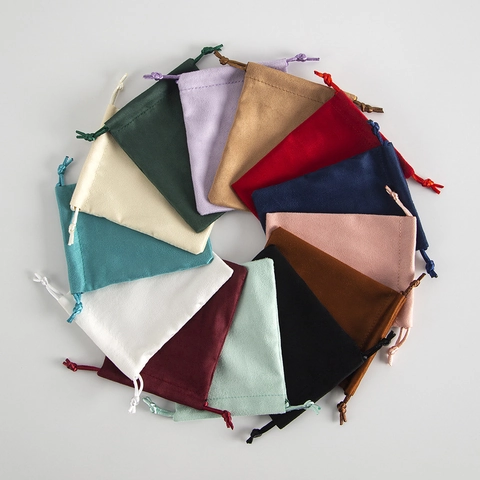 Jewelry Packaging Pouch Flannel Velvet Drawstring Bag Soft Dustproof Storage For Trinkets Gifts Accessories Small Items