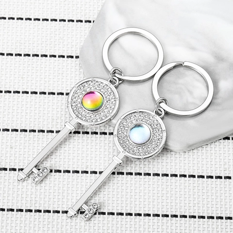 Llavero Brillante En Forma De Llave Con Cristales Aleación De Zinc Diseño Vintage Adorno De Bolso Regalo