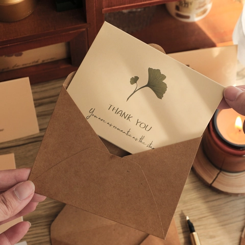 Vintage Floral Botanical Greeting Cards Kraft Paper Envelopes Stickers Festival Birthday Wedding Party Stationery