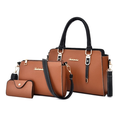 Borsa A Mano Borsa A Tracolla E Borsellino Donna Pelle PU Trama Grana Di Litchi Elegante Moda Pendolare Grande Capacità