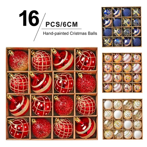 Set di Ornamenti per Palle di Natale Galvanizzato Dipinto Glitter Decorazioni Sospese per Albero di Natale Per Decorazione della Festa in Casa delle Vacanze