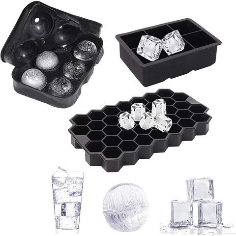 Silikon Eiswürfelform Kugel Quadrat Wabenform Totenkopf Für Whiskey Cocktails Wiederverwendbar Flexibel Leicht Zu Lösen