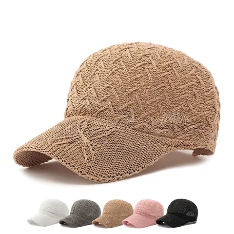 Women Baseball Cap Knitted Polyester Mesh Breathable Sunshade Outdoor Casual Elegant Minimalist Hat