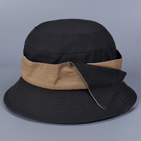 Sombrero De Pescador De Algodón Lavado Para Mujer Bloque De Color Ala Ancha Plegable Sombrero De Sol Casual