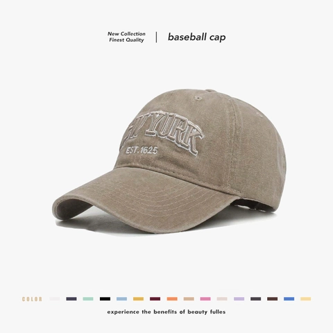 Washed Cotton Baseball Cap Vintage Distressed New York Bestickt Verstellbar Dad Hat Outdoor Sonnenschutz