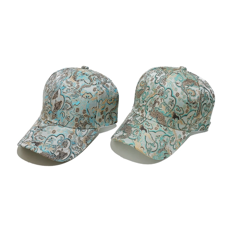 Gorra De Béisbol Jacquard Poliéster Brocado Estilo Étnico Chino Patrón Dragón Nubes Auspiciosas Sombrero Sol Unisex