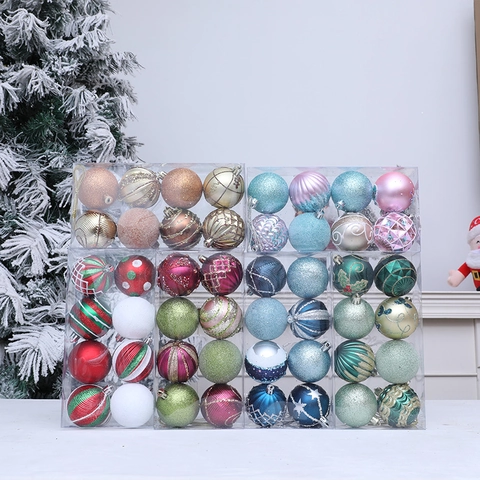 Set di Palle per Decorazione Albero di Natale in PET Dipinto Glitter Opaco Ornamenti Appesi per Festa Vacanza Stile Multicolore