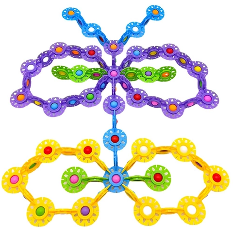 Snowflake Building Blocks Sensory Pop It Fidget Toy ABS TPR Educational Stress Relief Toy For Kids Colorful Novelty