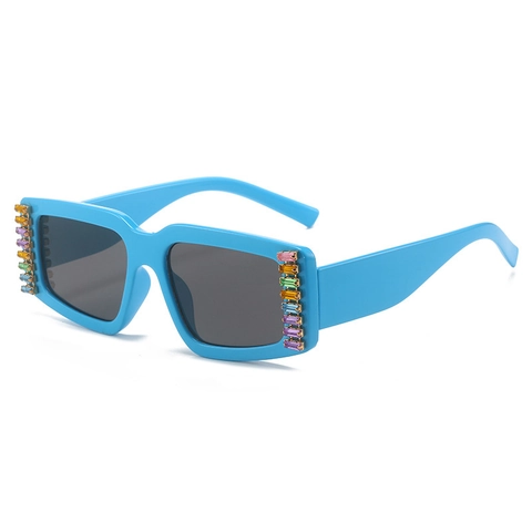 Fashion Square Sunglasses For Women Men Oversized Plastic Frame With Colorful Rhinestone Inlaid UV400 Protection Street Style
