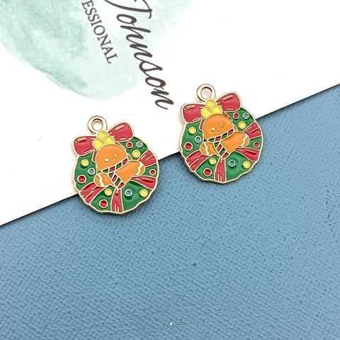 Christmas Charms Pendants Alloy Enamel Santa Claus Snowman Tree Gingerbread Man For DIY Jewelry Making