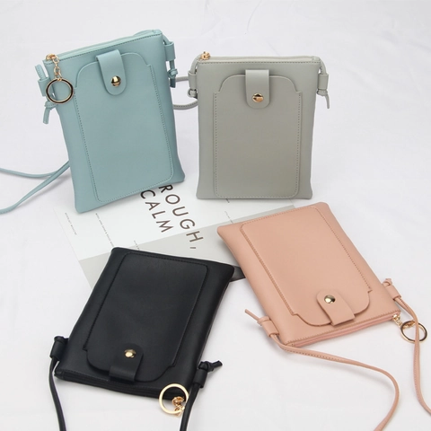 Sac Bandoulière Téléphone Portable Femme Imperméable Cuir PU Minimaliste Petit Sac À Épaule Fermoir À Pression
