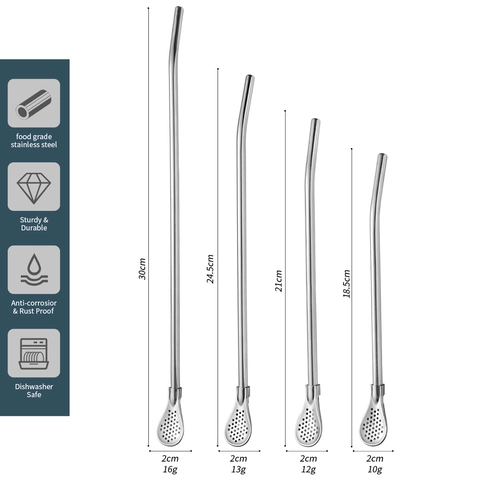 304 Stainless Steel Yerba Mate Bombilla Straw Spoon Reusable Filter Stirring Drinking Straws For Coffee Juice Tea