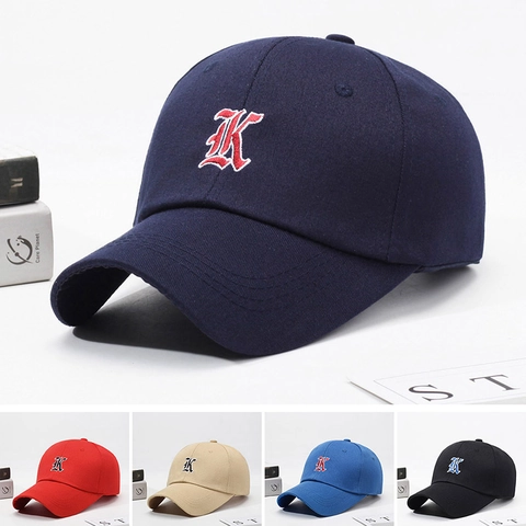 Unisex Baumwolle Baseballkappe Mit Gotischer K Buchstaben Stickerei Verstellbare Metallschnalle Gebogene Krempe Outdoor Sonnenhut