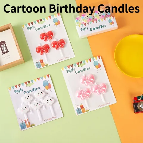 Cartoon Geburtstagskerzen Paraffinwachs Rauchlose Kuchendekoration Kinderparty Schleife Wolke Sonnenblume Dinosaurier Süß
