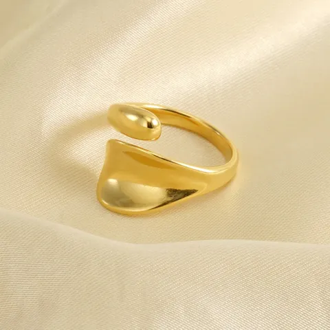 Minimalistische Verstelbare Open Ring 18K Verguld Roestvrij Staal Onregelmatig Vloeiend Geometrisch Sieraden Vrouwen