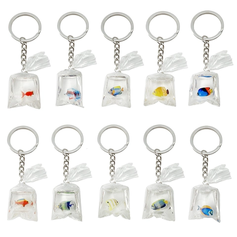Creatieve Simulatie Hars Oceaan Transparante Waterzak Tropische Vis Sleutelhanger En Telefoonkoord Hanger Voor Vrouwen Mannen Tas Accessoire