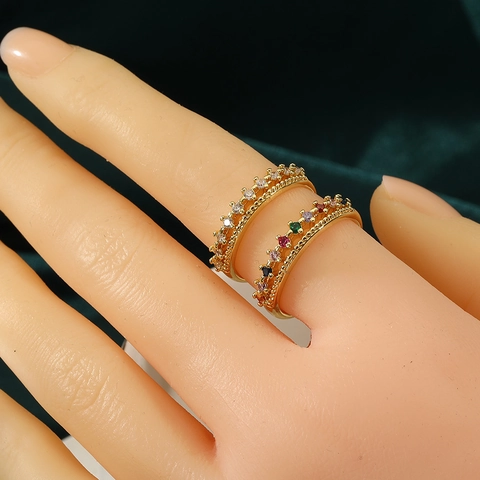 Luxus Kupfer Vergoldet Zirkonia Offener Ring Für Damen Vintage Eingelegter Verstellbarer Ring Mode Schmuck Party Hochzeit Zubehör