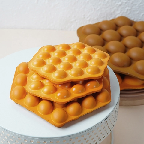 Artificial Egg Waffle Model Simulation Bubble Waffle Food Display Prop PU Foam Hong Kong Snack Toy Decor