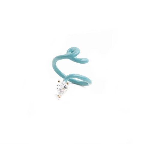 Spiral Open Ring Copper Enamel Pear Cut Zircon Adjustable Drip Oil Modern Artistic Jewelry For Women
