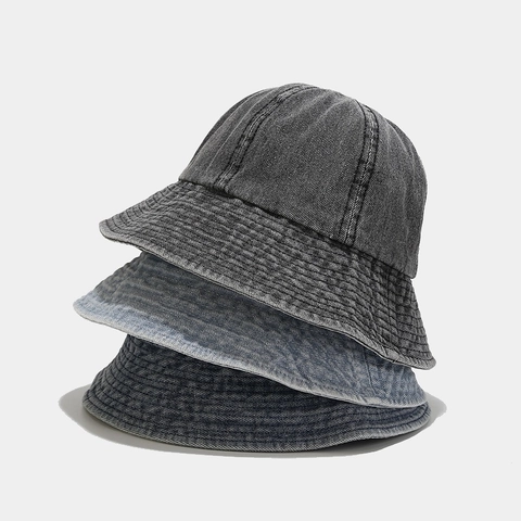 Sombrero De Pescador De Mezclilla Lavada Vintage Retro Casual Protección Solar Para Hombres Y Mujeres Sombrero Plegable Color Sólido