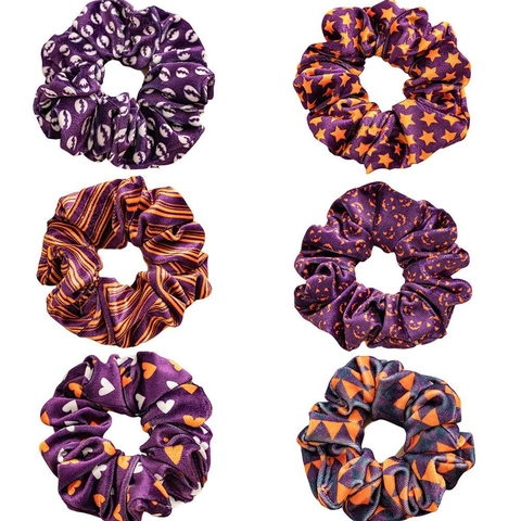 Coleteros Pelo Halloween Terciopelo Calabaza Murciélago Estrella Elástico Suave Accesorios Cabello Fiesta Mujeres Niñas
