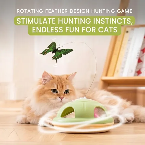 Automatic Cat Toy Rotating Butterfly Interactive Electronic Kitten Hunting Game Turtle Shape Base Fun