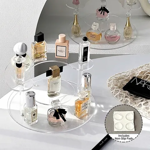 Klarer Acryl Parfüm Display Ständer Mehrschichtiger Riser Gestufter Organizer Für Kosmetik Kollektion Desktop Halbkreis