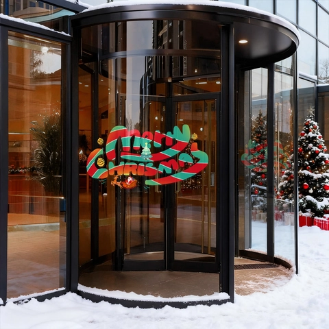Adesivi Per Finestre Di Natale Merry Christmas PVC Statici Riutilizzabili Doppia Faccia Decorazioni Per Porte In Vetro Babbo Natale Renna