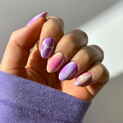 Uñas Postizas A Presión Degradadas Con Estampado De Lunares Brillo Cortas Redondas Ovaladas Uñas Artificiales De ABS