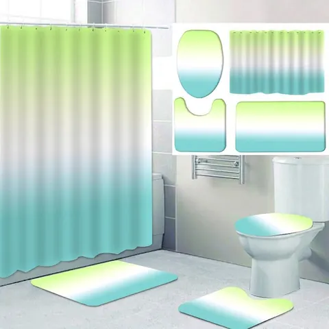 Moderne Gradient Duschvorhang Wasserdicht Polyester Gewebe Badezimmer Dekor Mit Haken Minimalistischer Stil