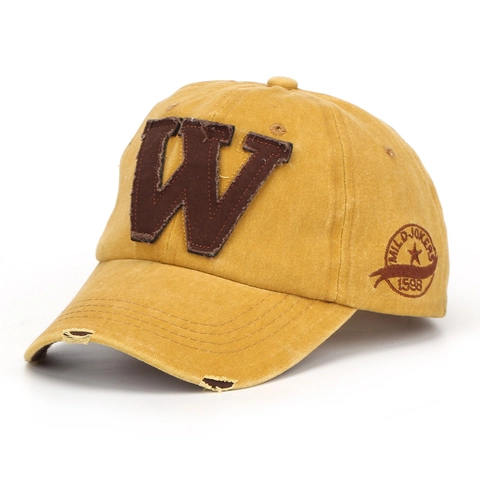Berretto Da Baseball In Cotone Lavato Vintage Ricamo Lettera W Design Strappato Regolabile Cappello Da Sole Streetwear