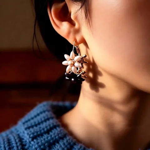 Vintage Flower Drop Earrings With Faux Artificial Pearl And Silver Earring Post Elegant Floral Jewelry For Women